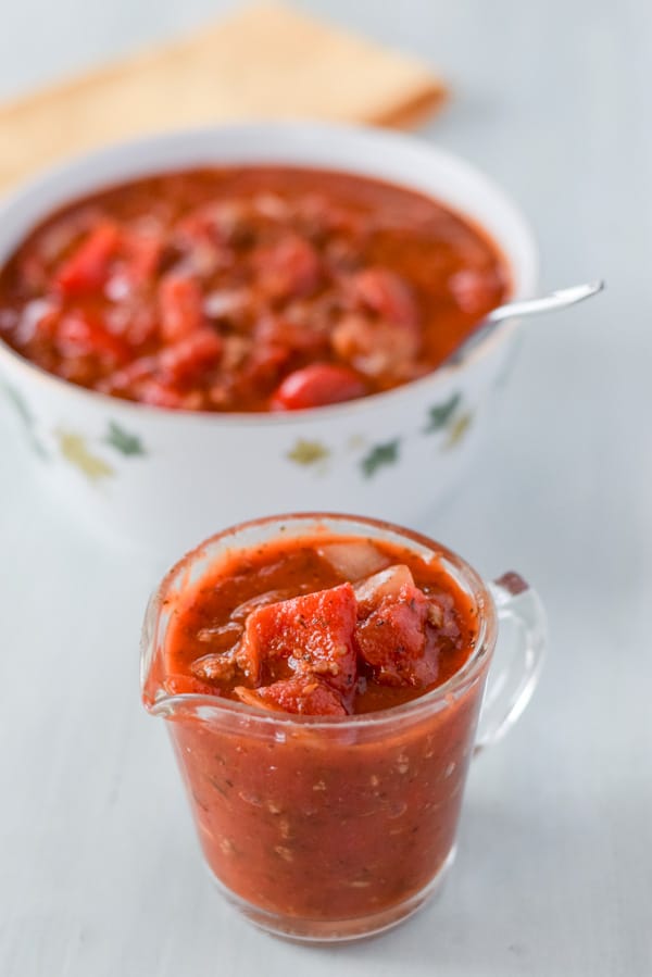 tomato gravy | chunky vegetables and beef